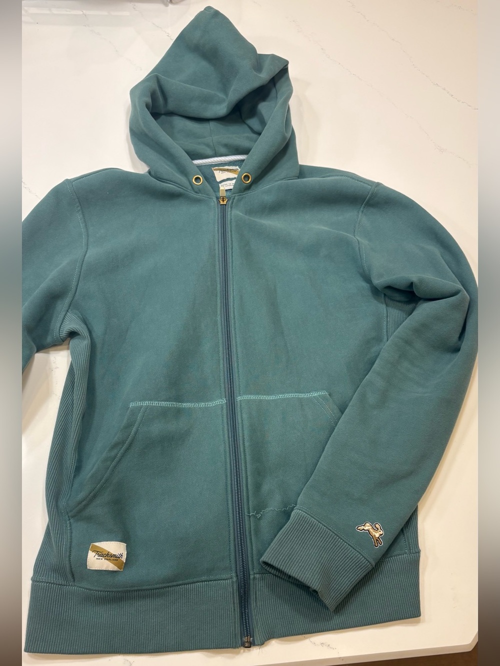 Tracksmith Trackhouse Teal Zip Hoodie